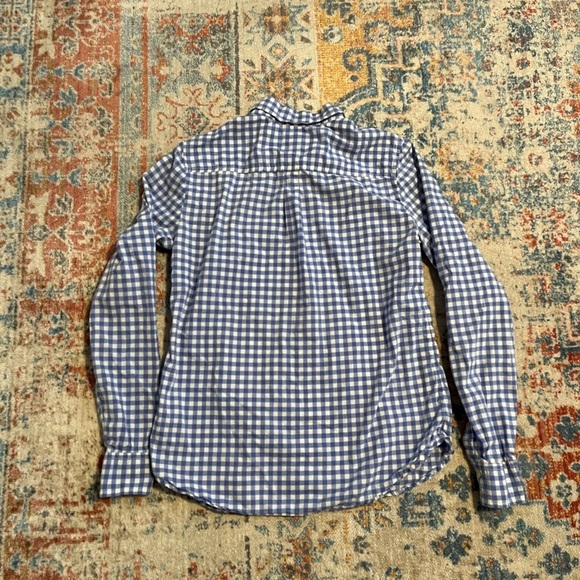 Gap Shrunken Boyfriend light blue cotton gingham button down - Picture 4 of 5